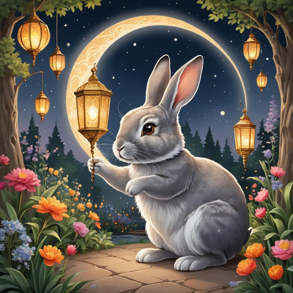 The brave moon in a magical adventure in the Garden of Lights