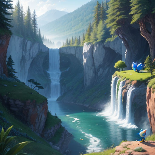 Sonic green hill zone background mountain waterfall