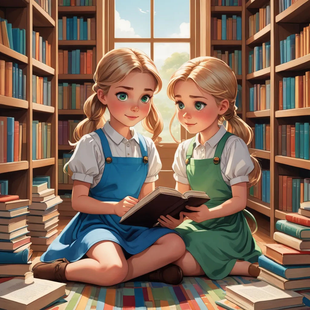 two girls reading a book in a library with bookshelves in the background illustration by alex macdodoe, fantasy art, a storybook illustration, Artgerm, trending on art station