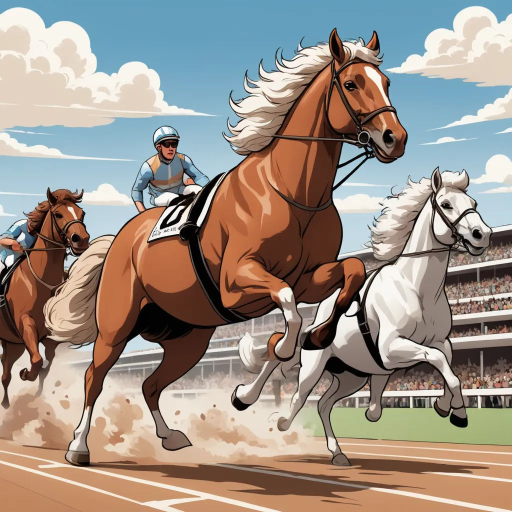 a couple of horses that are running in the dirt with a man on top of them and a horse behind them, american scene painting, a storybook illustration, Boleslaw Cybis, detailed illustration