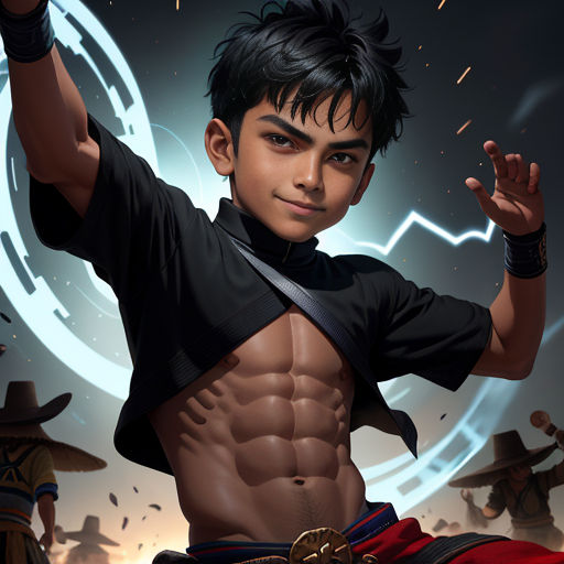 a young man with a shirt on and a belt around his waist, with a sword in his hand