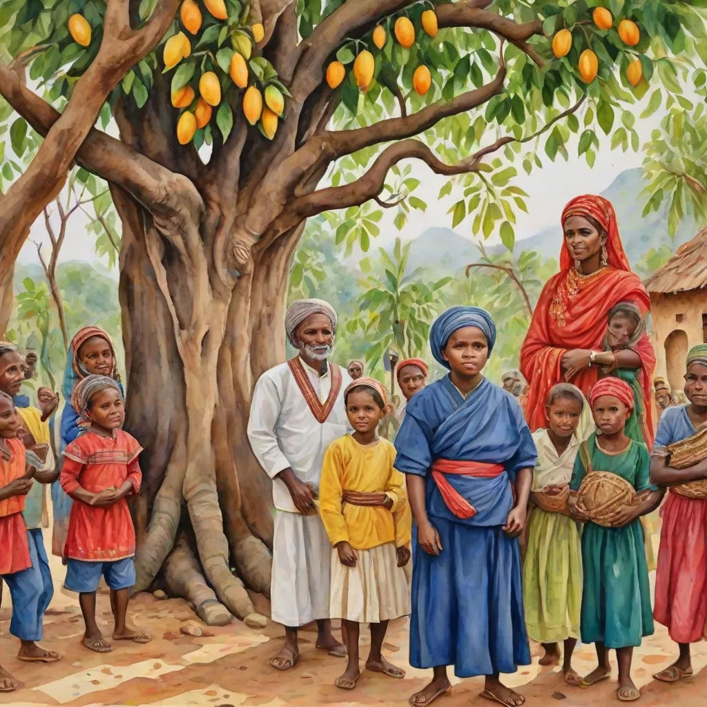 a painting of a group of people standing in front of a tree with oranges on it and a man holding a basket, Boetius Adamsz Bolswert, primitivism, a detailed painting, orange