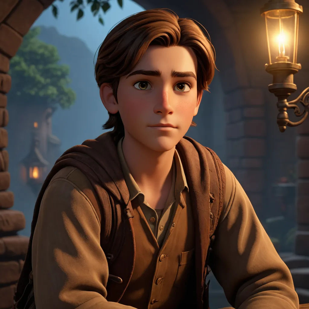 a boy sitting at a table with a lamp in front of him and a lamp in the background of him, photorealism, a character portrait, Cliff Childs, unreal engine highly rendered
