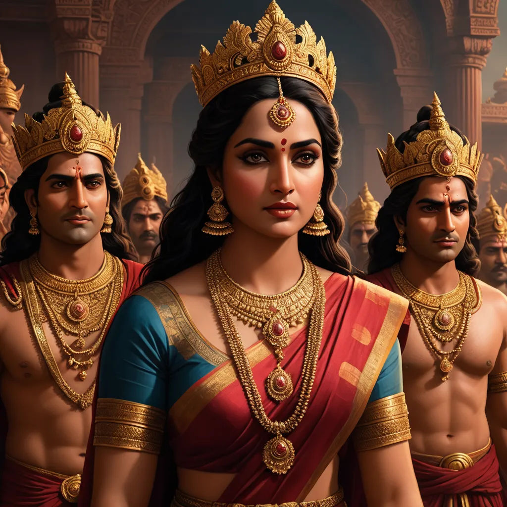 a group of people dressed in indian costumes and jewelry, standing in front of a backdrop of a temple, bengal school of art, a detailed painting, Bholekar Srihari, promotional image
