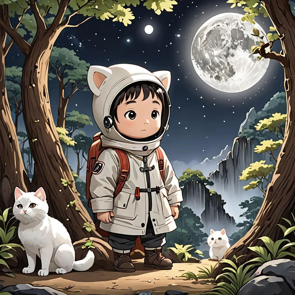 月光兔子圖 SS-50103 [ Rabbit under the Moon ] Japanese vintage Bird-and