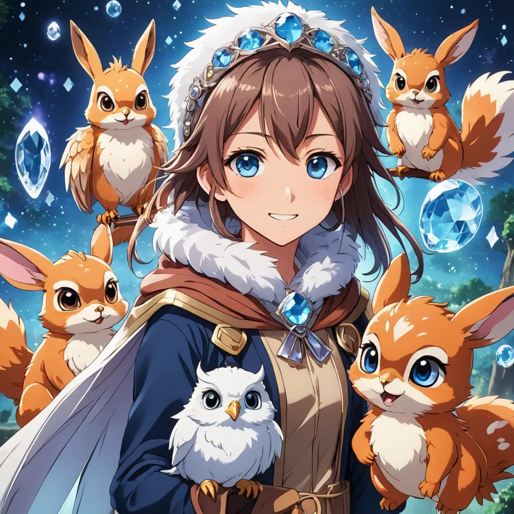 a girl with a bunch of animals around her neck and a bunch of other animals around her neck, all in front of her, sots art, concept art, Ai-Mitsu, official art