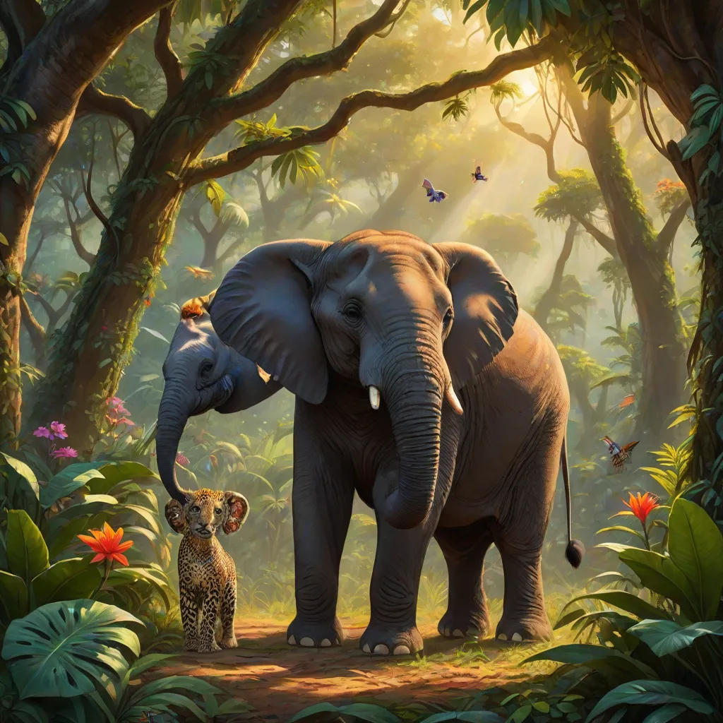 The Elephant Cub and the Goldhearted Leopard
