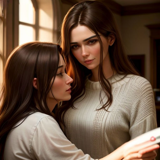two women are looking at a book together in a room with windows and sunlight coming through the windows and a woman is holding a book