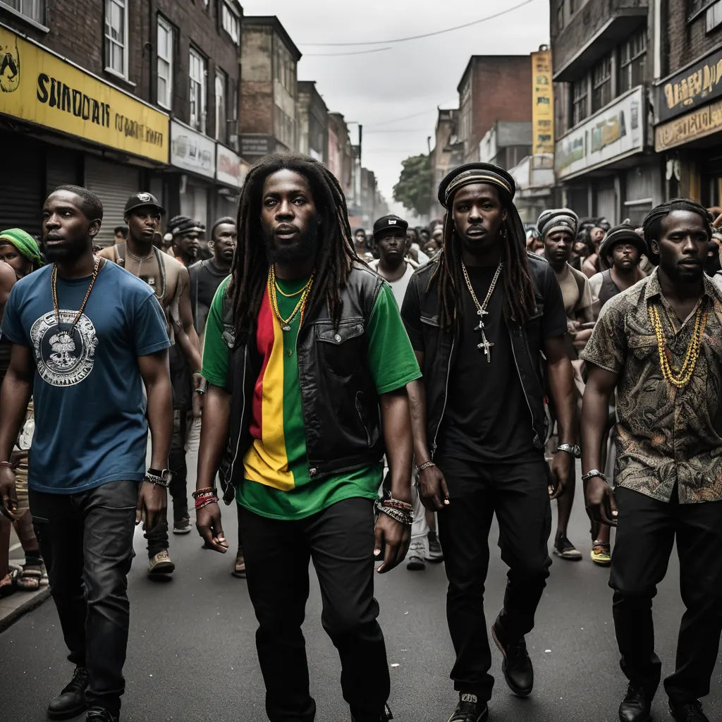 a group of men walking down a street next to each other in a crowd of people on a city street, black arts movement, a photo, Derold Page, roots