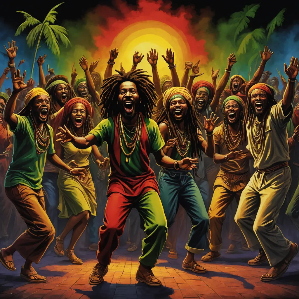 a painting of a group of people dancing together in a dance pose with their arms in the air and their hands in the air, black arts movement, a photorealistic painting, Felipe Seade, roots