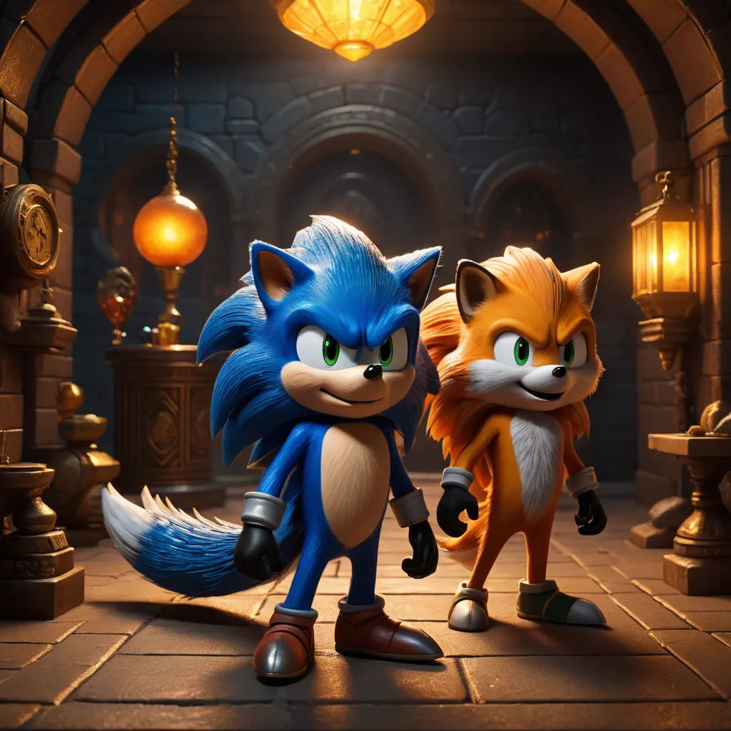 a couple of cartoon animals standing next to each other on a tile floor in a room with a light, sots art, concept art, Chris LaBrooy, unreal engine 5 highly rendered