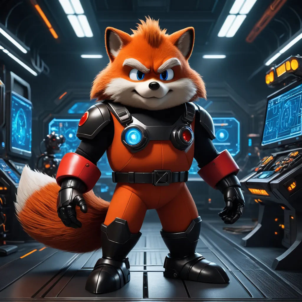 a fox in a space station with a sci - fi fi fi fi fi fi fi fi fi fi fi fi fi fi fi fi fi fi fi fi fi fi fi fi fi fi fi fi fi fi fi fi fi fi, sots art, a 3D render, Chris LaBrooy, unreal engine 5 quality render