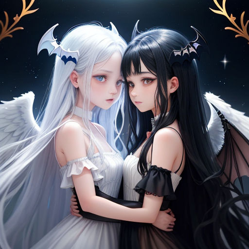 Angel and demon girls