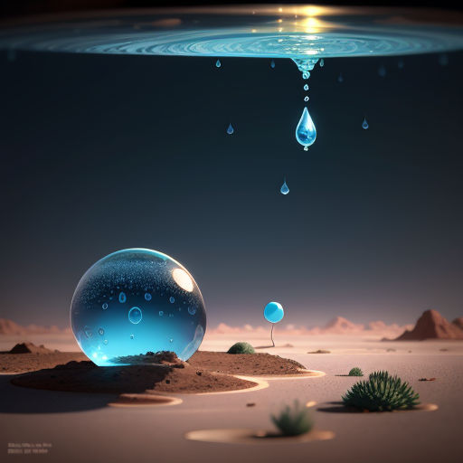 a blue ball floating in the air next to a desert area with a cactus and a cactus plant in the background, abstract illusionism, a 3D render, Chris LaBrooy, rossdraws global illumination