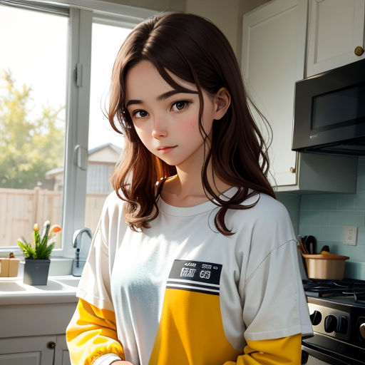 a woman standing in a kitchen holding a knife and a plate of food in her hands and looking at the camera