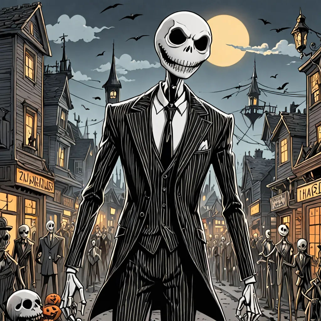 a skeleton dressed up in a suit and tie walking down a street with a group of people in the background, gothic art, a character portrait, Art Spiegelman, comic cover art