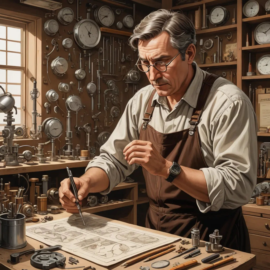 a man in an old fashioned kitchen working on a piece of paper with a pair of scissors in his hand, arts and crafts movement, an ultrafine detailed painting, Colin Middleton, highly detailed digital painting