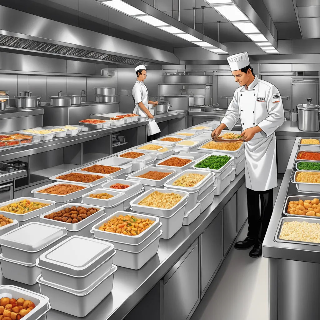 a man in a kitchen preparing food for a customer in a restaurant or restaurant kitchen with a variety of food, lyco art, a digital rendering, Andries Stock, detailed illustration
