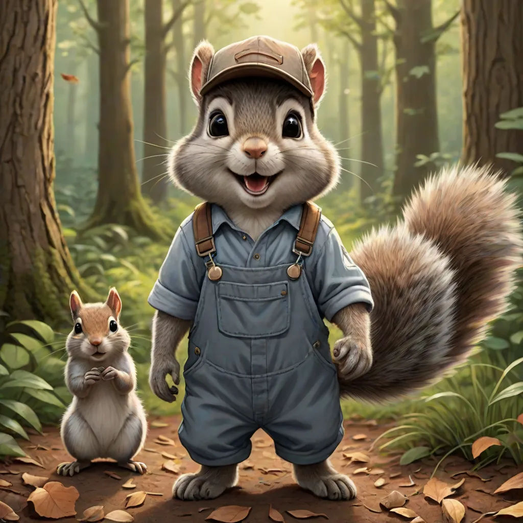 a squirrel and a squirrel in the woods with leaves on the ground and a squirrel in the foreground, furry art, a digital painting, Chris LaBrooy, official art