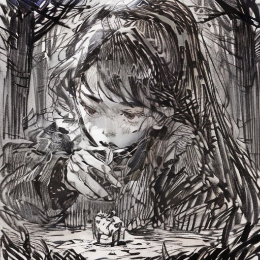a drawing of a girl holding a cell phone in her hand and looking at her reflection in the mirror