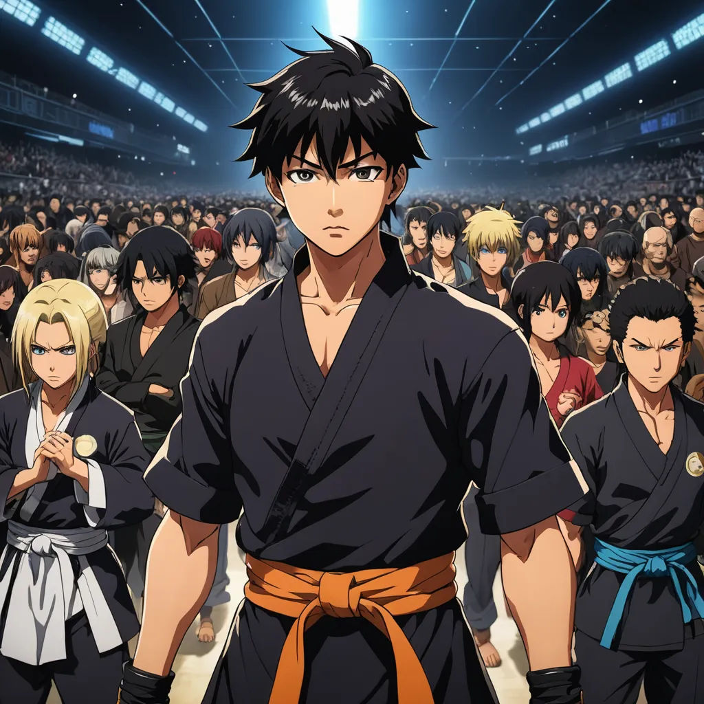 a group of people standing in a room with a man in a kimono and a woman in a kimono, dau-al-set, poster art, Baiōken Eishun, official art