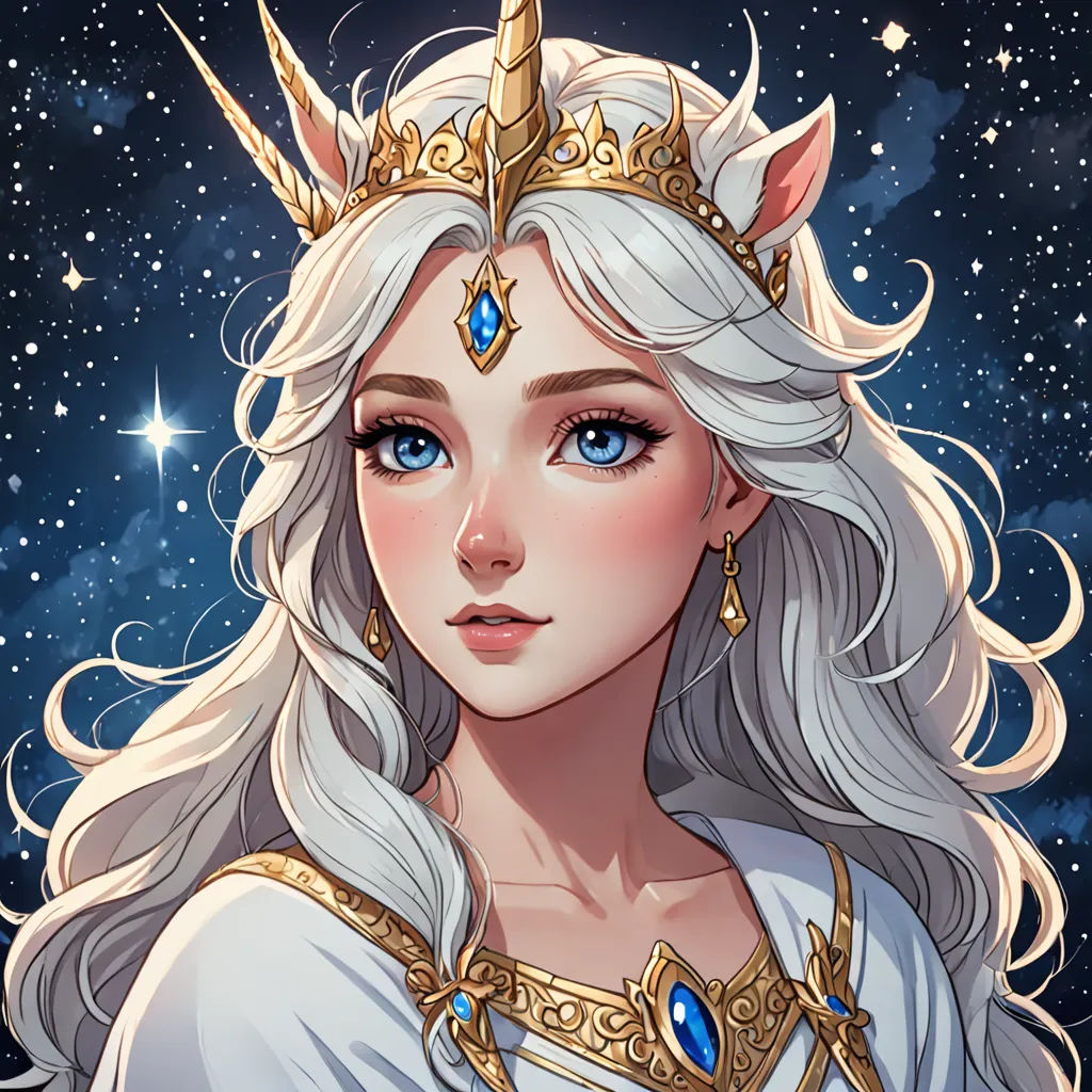 a woman with a white hair and blue eyes wearing a tiara and a gold crown with a blue diamond, fantasy art, a character portrait, Charlie Bowater, fantasy character portrait