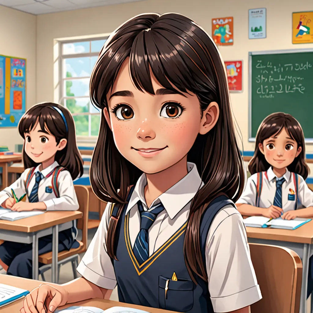 a girl in a classroom with her desk full of books and a book on her lap, and another girl in the background, paris school, a character portrait, Chizuko Yoshida, official art