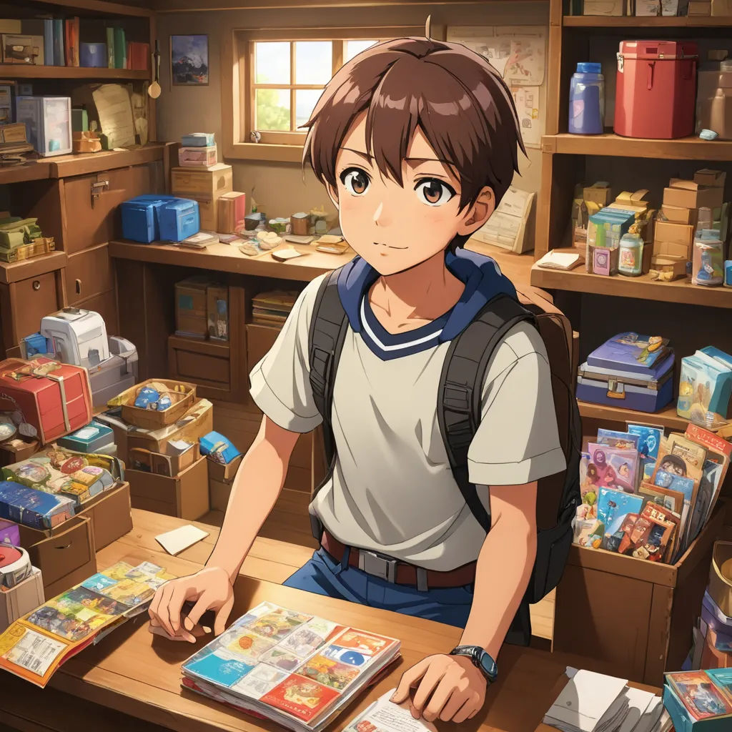 a boy sitting at a desk with a book in front of him and a lot of boxes behind him, remodernism, concept art, Aguri Uchida, official art