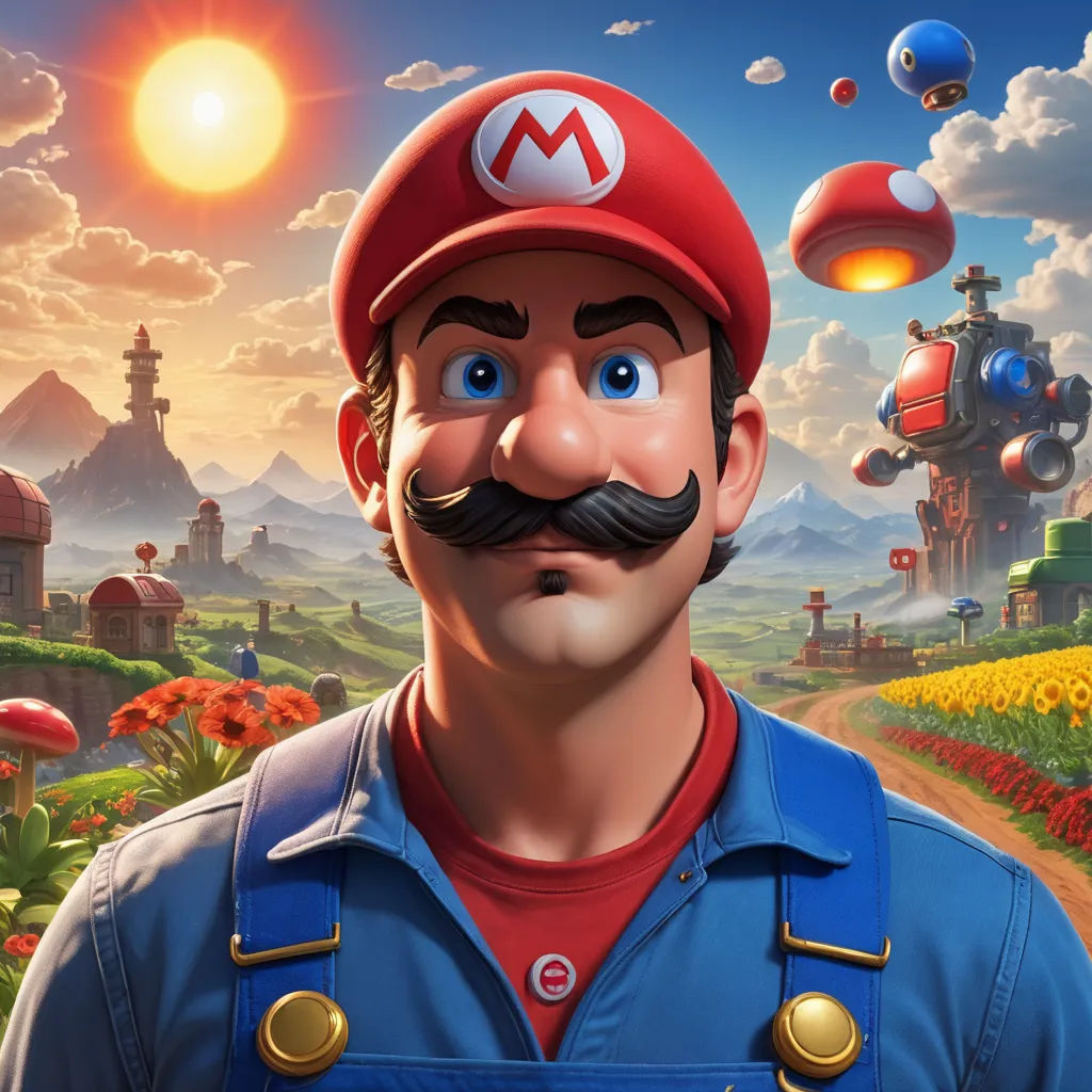 a man with a mustache and a moustache on his face in a cartoon style scene with a farm, sots art, concept art, Chris LaBrooy, game art