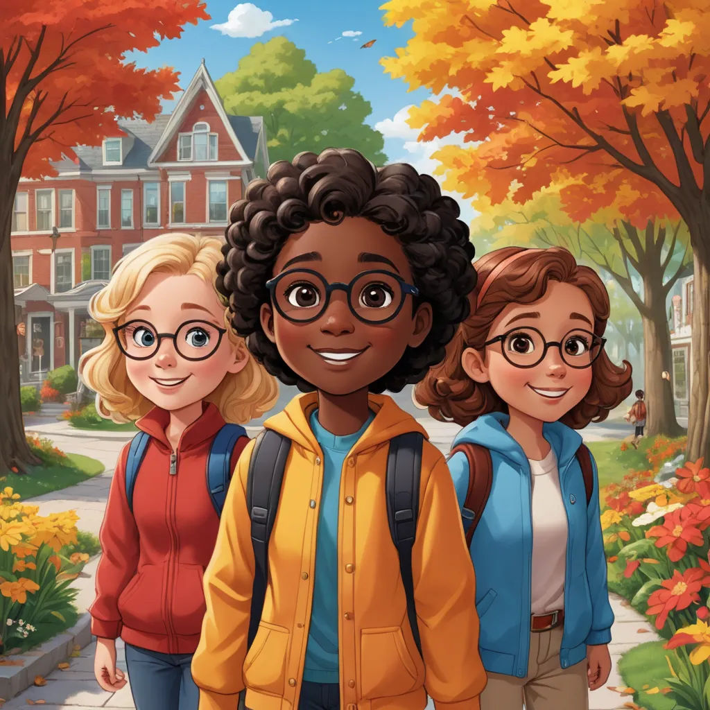 a group of people standing next to each other on a street with trees and flowers in the background and a building in the background, american scene painting, poster art, Cedric Seaut (Keos Masons), key art
