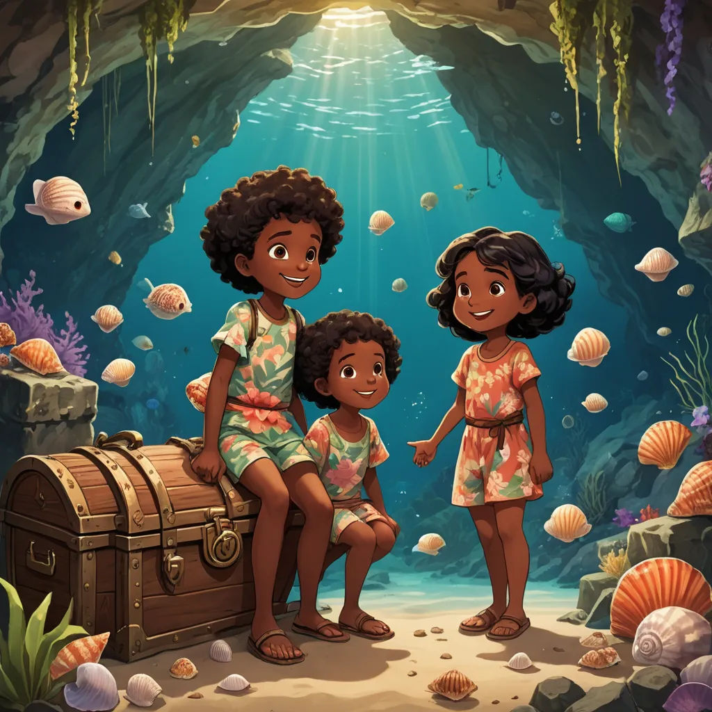 a couple of kids that are sitting on a trunk in the water with a trunk in front of them, fantasy art, a storybook illustration, Cliff Childs, official art