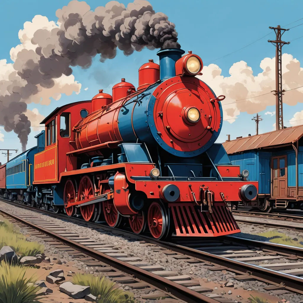 a painting of a train on a train track with smoke coming out of it's stacks and a train on the tracks, american scene painting, a detailed matte painting, David Martin, highly detailed digital painting