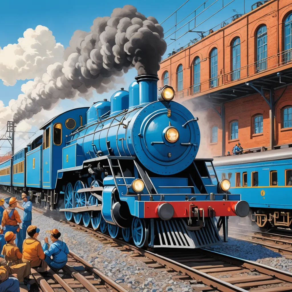 a painting of a train on the tracks with people watching it and a train coming down the track with smoke coming out of it, american scene painting, an ultrafine detailed painting, Brothers Hildebrandt, highly detailed digital painting