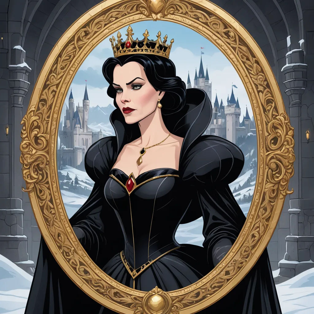 a picture of a woman in a black dress with a crown on her head and a castle in the background, gothic art, a character portrait, Aramenta Dianthe Vail, official art
