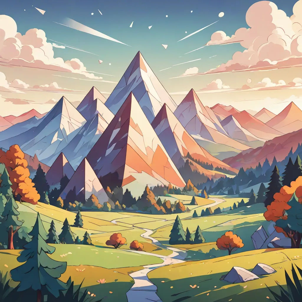 a painting of a mountain landscape with a stream running through it and trees in the foreground and a sky with clouds, fantasy art, a detailed matte painting, Chris LaBrooy, mountains