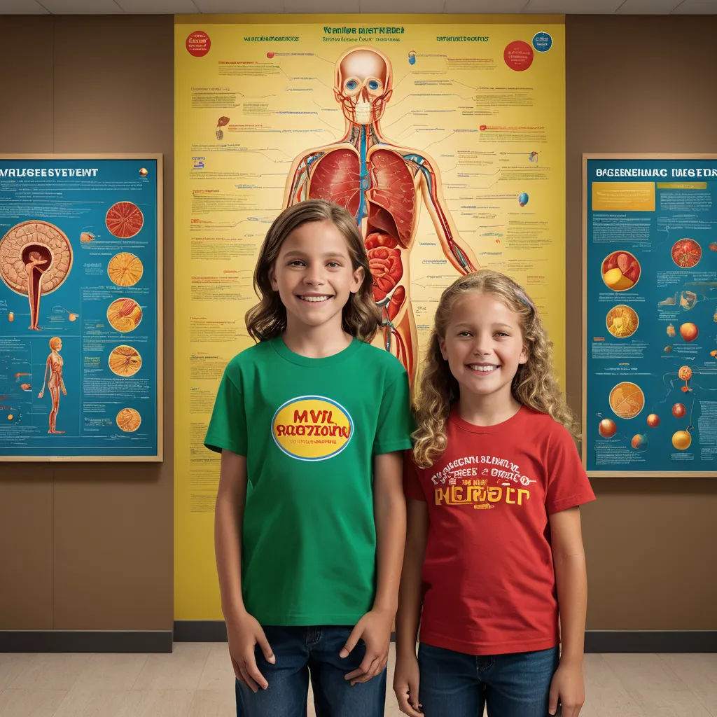 two girls standing in front of a poster of the human body and organs in a museum exhibit at the university of pennsylvania, neoplasticism, a poster, Earnst Haeckel, anatomy