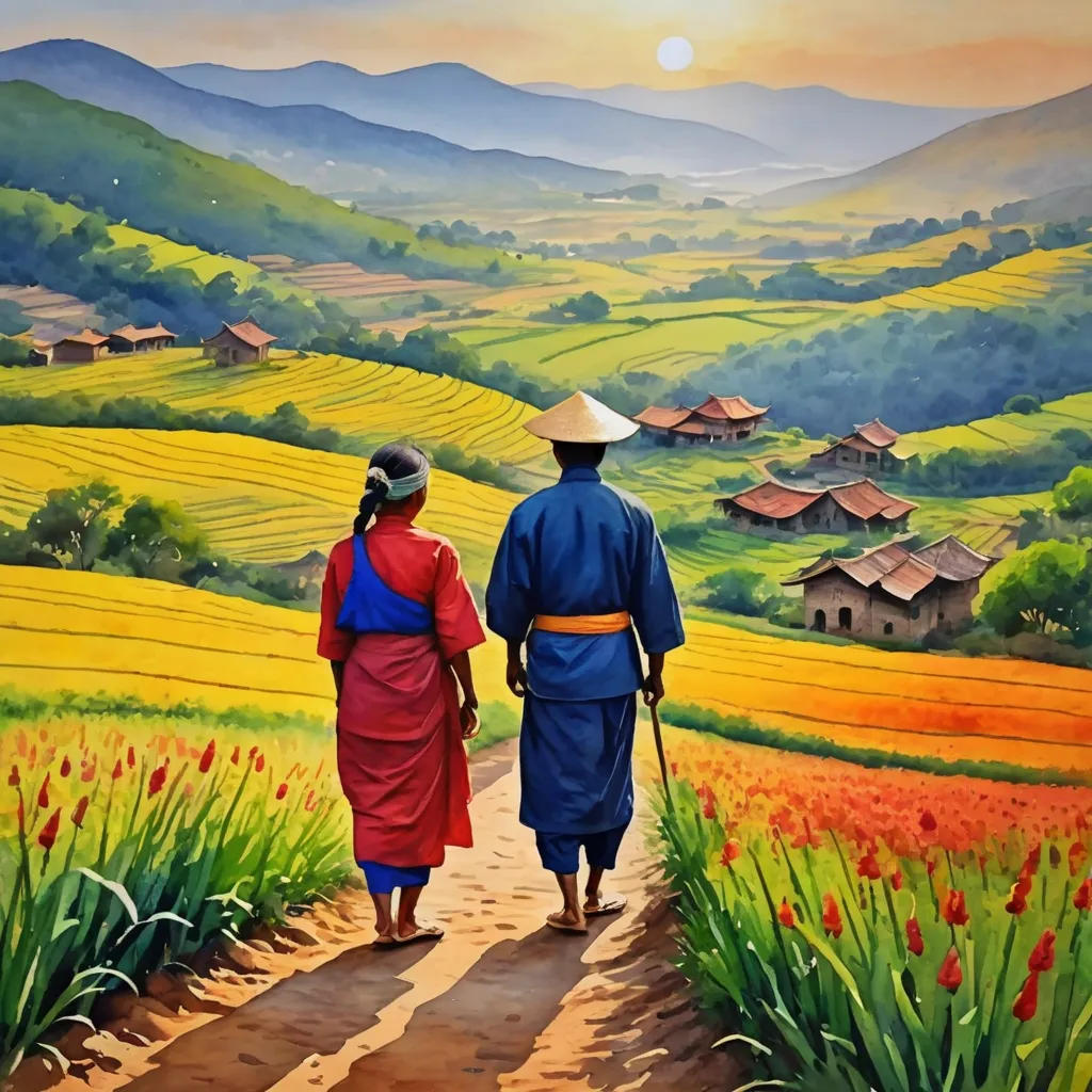 The Tranquil Morning of the Western Vietnam Countryside