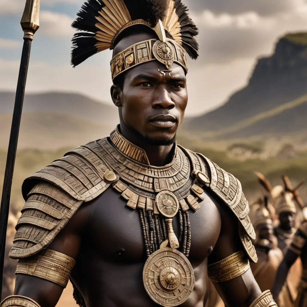 a man in a costume with a spear and a horse behind him in a desert setting with mountains in the background, afrofuturism, a colorized photo, Bruce Onobrakpeya, magnificent