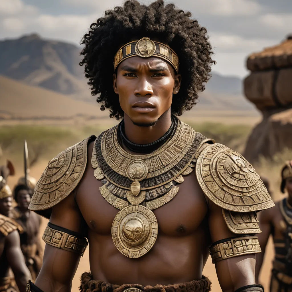 a man with a lot of hair and a lot of armor on his face and chest, standing in front of a group of other men, afrofuturism, a colorized photo, Altichiero, movie still