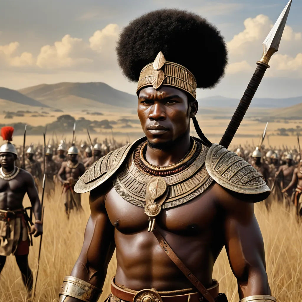 a man in a costume standing in a field with a sword and a helmet on his head and a bunch of other men in the background, afrofuturism, a detailed matte painting, Bruce Onobrakpeya, weta digital