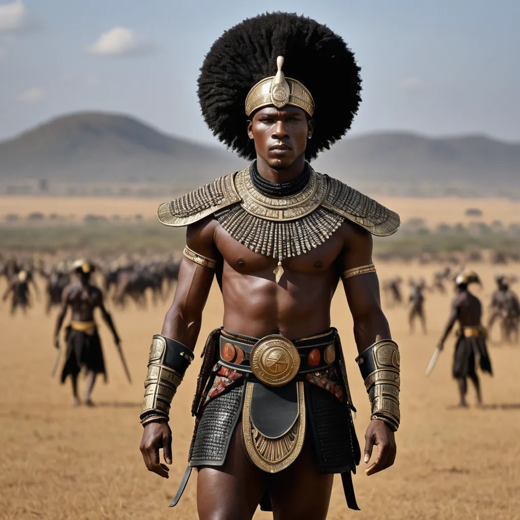 a man in a costume with a large headpiece and a large group of men in the background in a desert, afrofuturism, a detailed matte painting, Bruce Onobrakpeya, vfx