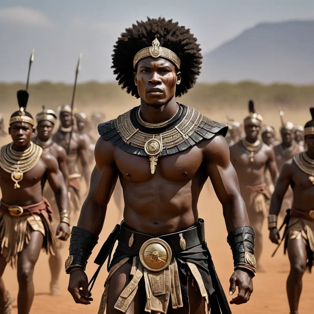 a group of african men in costume walking across a desert plain with mountains in the background in the distance, afrofuturism, a detailed matte painting, Bruce Onobrakpeya, movie still