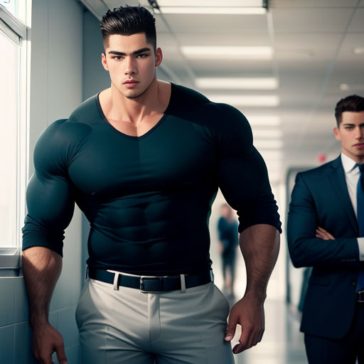a man in a suit and tie standing next to another man in a suit and tie in a hallway