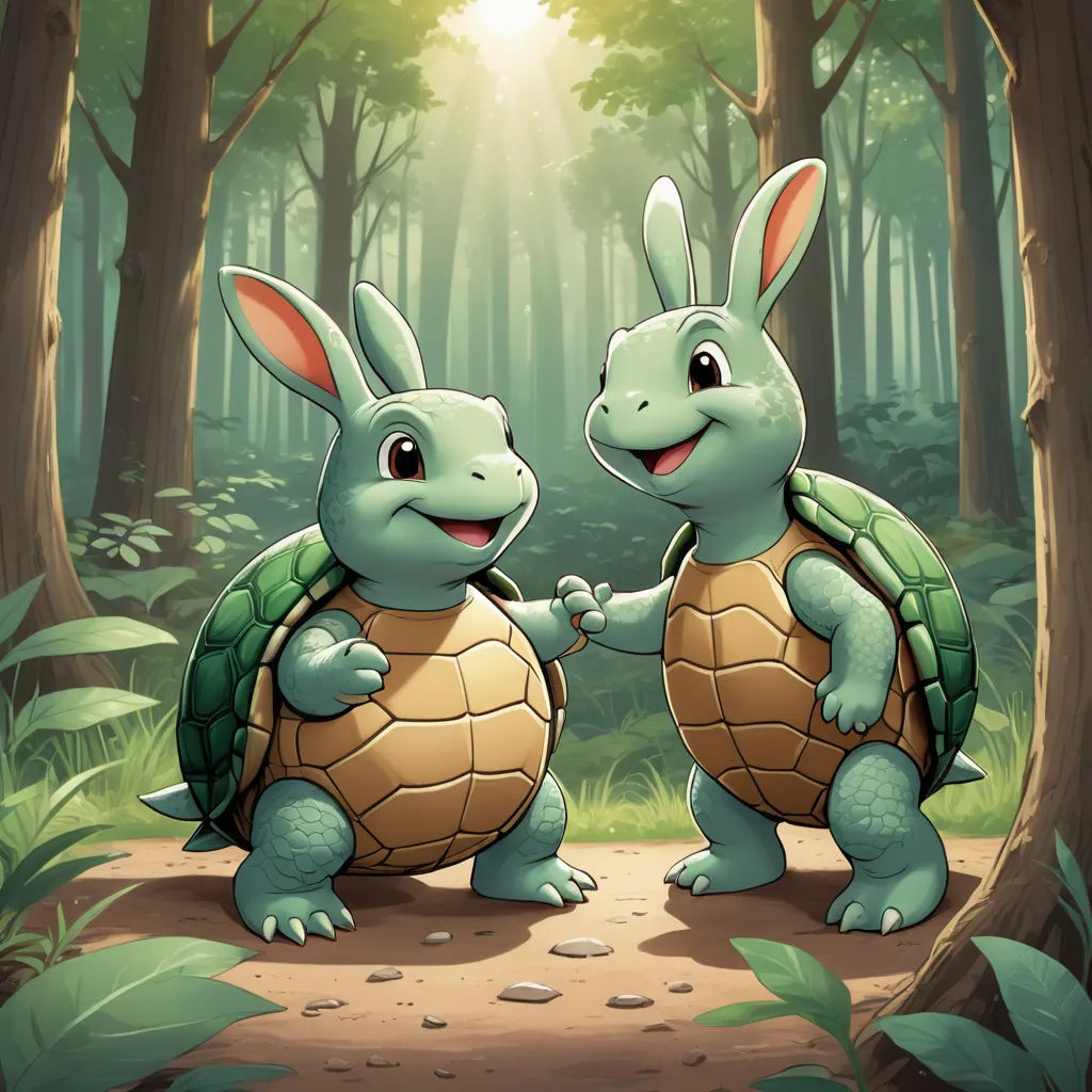 two rabbits are standing on their backs in the woods holding hands and touching hands with each other while the other is holding the hand, sots art, a storybook illustration, Chris LaBrooy, official art