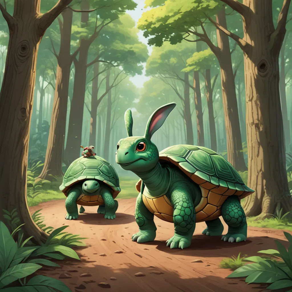 a couple of turtles walking across a forest next to each other on a dirt road with trees in the background, fantasy art, concept art, Chris LaBrooy, game art