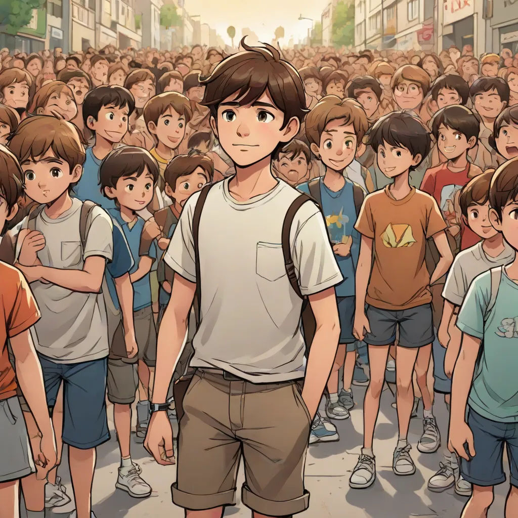 a man standing in front of a crowd of people in a city street with a backpack on his shoulder, rayonism, a comic book panel, Asaf Hanuka, yukito kishiro