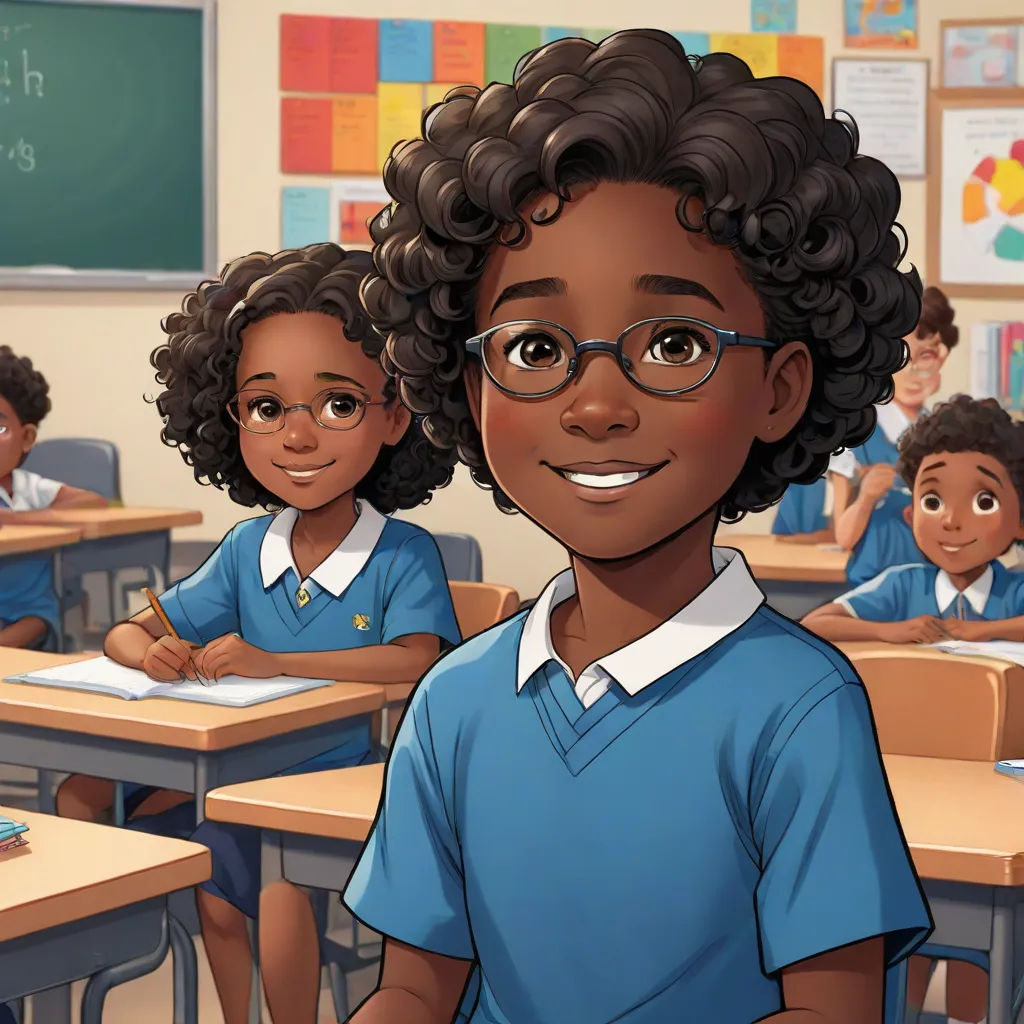 a cartoon of a girl in a classroom with other children in the background and a teacher in the foreground, northwest school, a character portrait, Constance Gordon-Cumming, official art