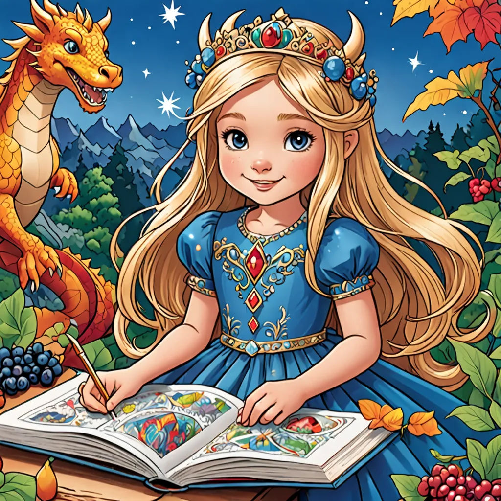 a little girl is sitting in front of a dragon and a book with a dragon on it's head, fantasy art, a storybook illustration, Anne Stokes, storybook illustration