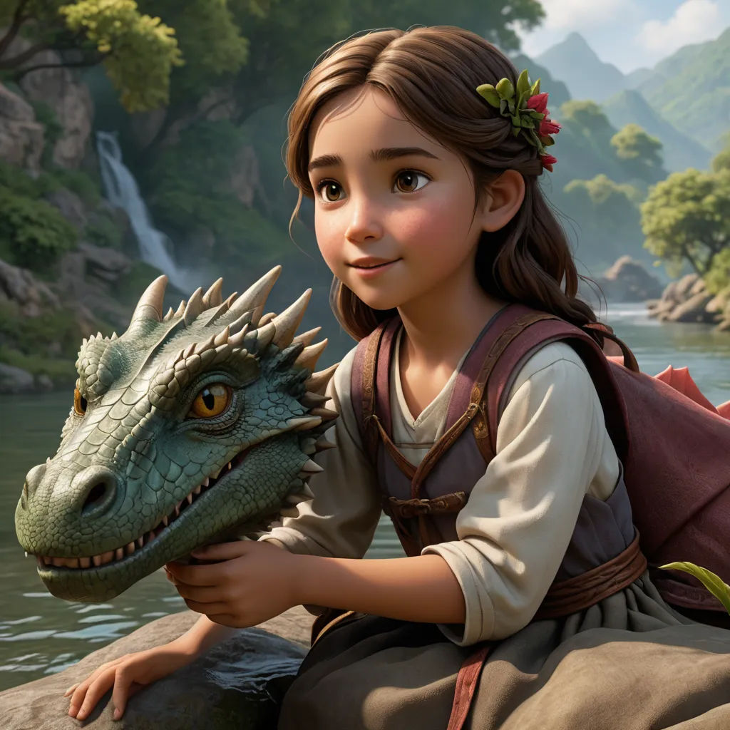 a girl is holding a dragon in a scene from the movie how to train your dragon 2, which is based on the film, photorealism, a storybook illustration, Anne Said, unreal engine highly rendered