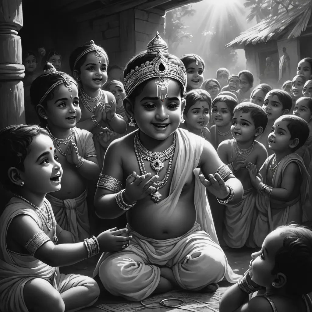a painting of a man sitting in front of a group of children with a light shining on him and a woman standing in front of him, samikshavad, an ultrafine detailed painting, Ella Guru, highly detailed digital painting